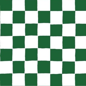 Hand Drawn Checkerboard green-white