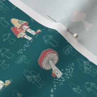 Medium//Sweet Snails Whimsical Mushroom Village//Toadstool  Blue