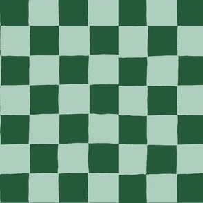 Hand Drawn Checkerboard forest-mint