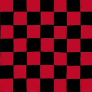 Hand Drawn Checkerboard black-red