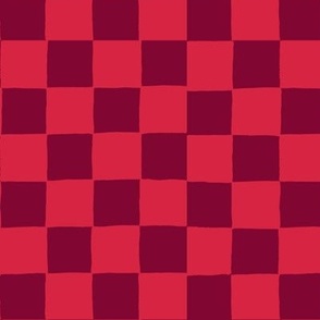 Hand Drawn Checkerboard burgundy-red