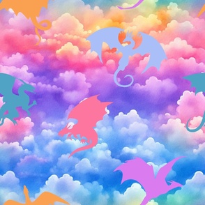 Large Scale rainbow cloud dragons