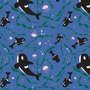 Orcas in the Sea- Big Print
