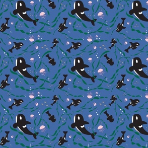 Orcas in the Sea- Medium Print