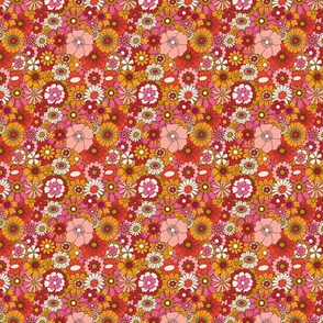 Retro Florals - 1970s Flower Power - Small Scale