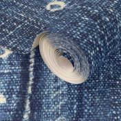 Vintage Denim Mud Cloth dots and stripes, Boho Indigo