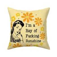 18x18 Panel Sassy Ladies I'm a Ray of Fucking Sunshine Yellow for DIY Throw Pillow Cushion Cover Tote Bag 