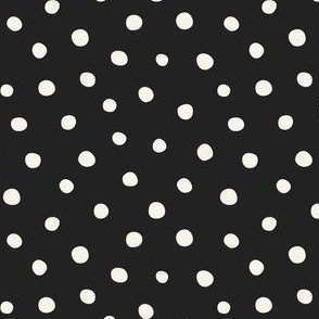 Confetti Polka Dot black and white monotone cream on black background 4in, Tree Trimming Collection
