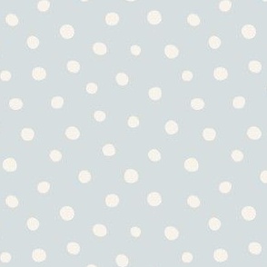Confetti Polka Dot winter snowfall cream on light blue background 4in, Tree Trimming Collection