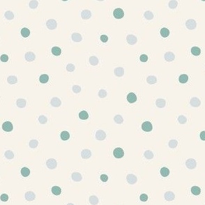 Confetti Polka Dot winter snowfall light blue and aqua on cream background 4in, Tree Trimming Collection