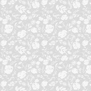 white on grey flowers / small roses / floral / home decor