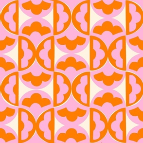 Retro Scallop - Pink & Orange