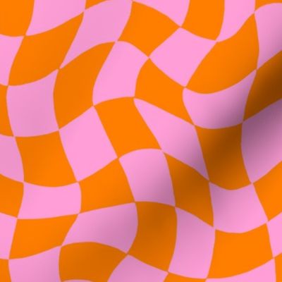 Wavy Grid - Pink & Orange