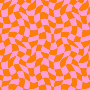 Wavy Grid - Pink & Orange