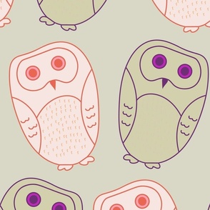 owl design on tan background