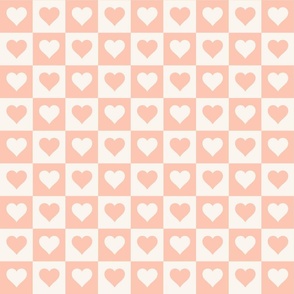 Love in Squares: 2 Inch Checkered Heart Pattern Peach