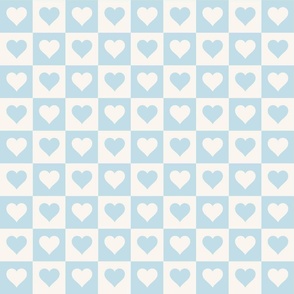 Love in Squares: 2 Inch Checkered Heart Pattern Blue