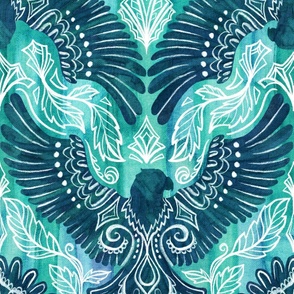 Soar on Wings Like Eagles in Teal Blue and Green Extra-Large