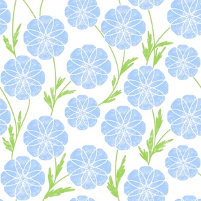 Geometric Retro Floral in Blue Large