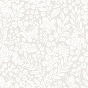 Butterfly Garden half drop greige Beige