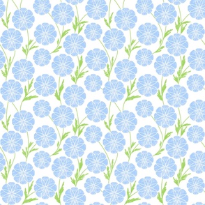 Geometric Retro Floral in Blue Medium