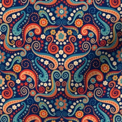Psychedelic 70s paisley copper peacock medium by Pippa Shaw