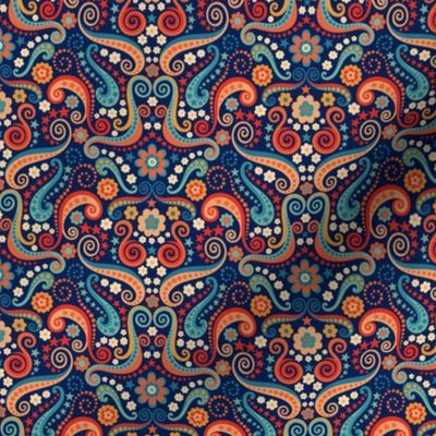 Psychedelic 70s paisley copper peacock small by Pippa Shaw