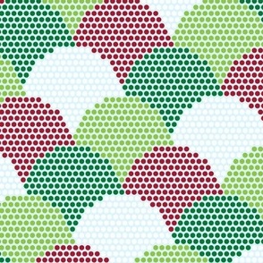 Christmas Polka dot Clamshell-shaped in Red, Green, and White on Light Blue bg - large scale - MD0015-A-L