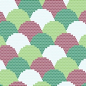 Christmas Polka dot Clamshell-shaped in Red, Green, and White on Light Blue bg - medium scale - MD0015-A-M