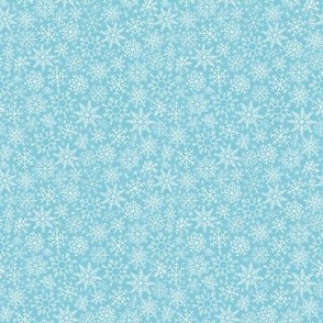 Hand-drawn Snowflakes on Vintage Blue bg - medium scale - MD0011-A-M