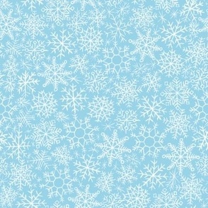 Hand-drawn Snowflakes on Sky Blue bg - large scale - MD0011-B-L