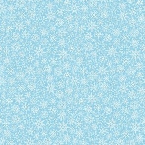 Hand-drawn Snowflakes on Sky Blue bg - medium scale - MD0011-B-M