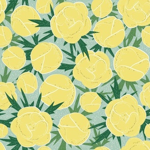 Summer Cottage Yellow Globe Flowers