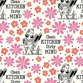 Medium Scale Sassy Ladies Clean Kitchen Dirty Mind on Ivory