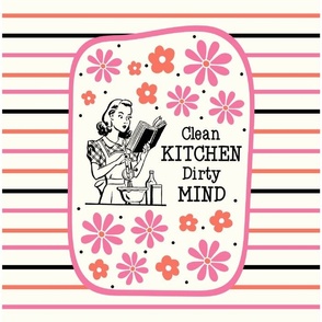 14x18 Panel Sassy Ladies Clean Kitchen Dirty Mind on Ivory for DIY Garden Flag Small Wall Hanging or Hand Towel