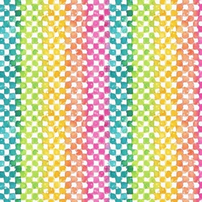 Hand painted bright colourful multicoloured checkers