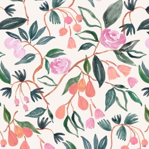 French country blossoming watercolor vines