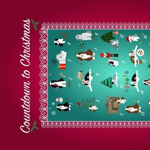 Advent Calendar Countdown with  Dog  Bearded Collie Tea Towel