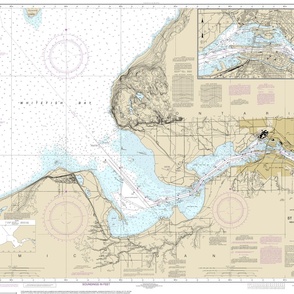 NOAA nautical chart #14884, 42"x32.2" - Lake Superior, Whitefish Point,  Sault Ste Marie,  St Mary's River