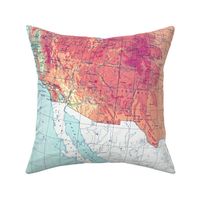 1911 relief map of USA - restored colors  (42x28" - fits on one yard of narrow fabrics)