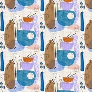 MINI - Mid century modern noodles in blues, purple and browns