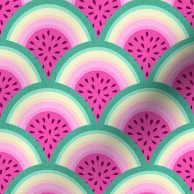 tropical watermelon rainbow medium scale pink and green art deco kids by Pippa Shaw