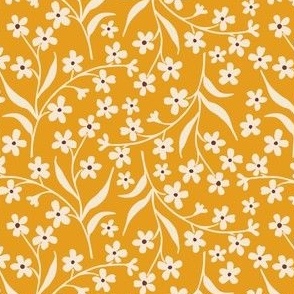 Forget Me Not Ditsy Floral in Deep Yellow