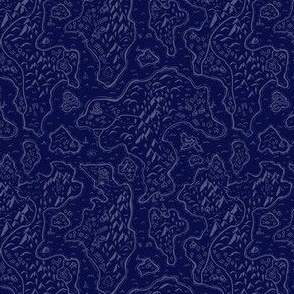 Old School Fantasy Map // x-small micro // indigo blue
