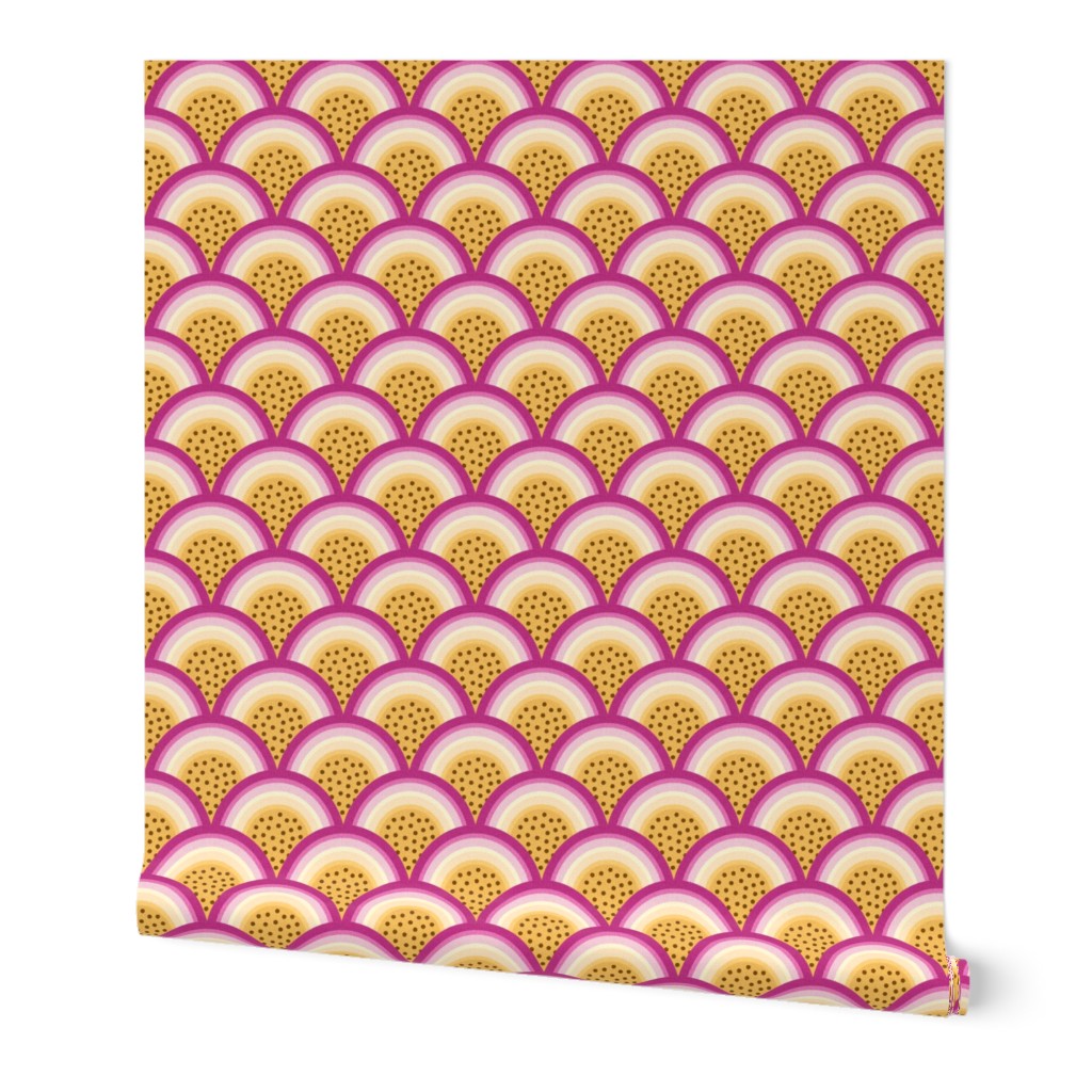 tropical passionfruit rainbow medium scale gold burgundy art deco kids by Pippa Shaw