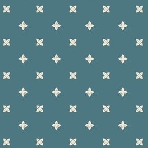Small Dot with X's Teal and Cream