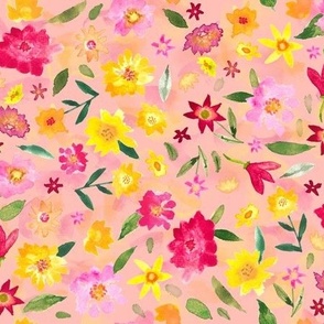 Watercolor Whimsy Floral, Peachy
