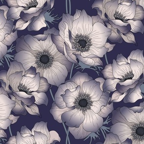 Anemones moody blue