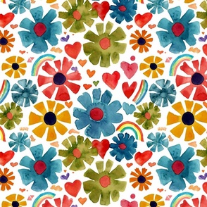 Hippie at Heart - Happy flowers white M