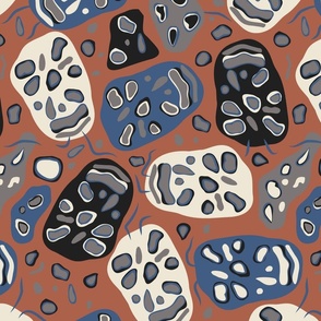 Earthy Abstract Hippie Pattern - Picasso Bugs on Terra Cotta